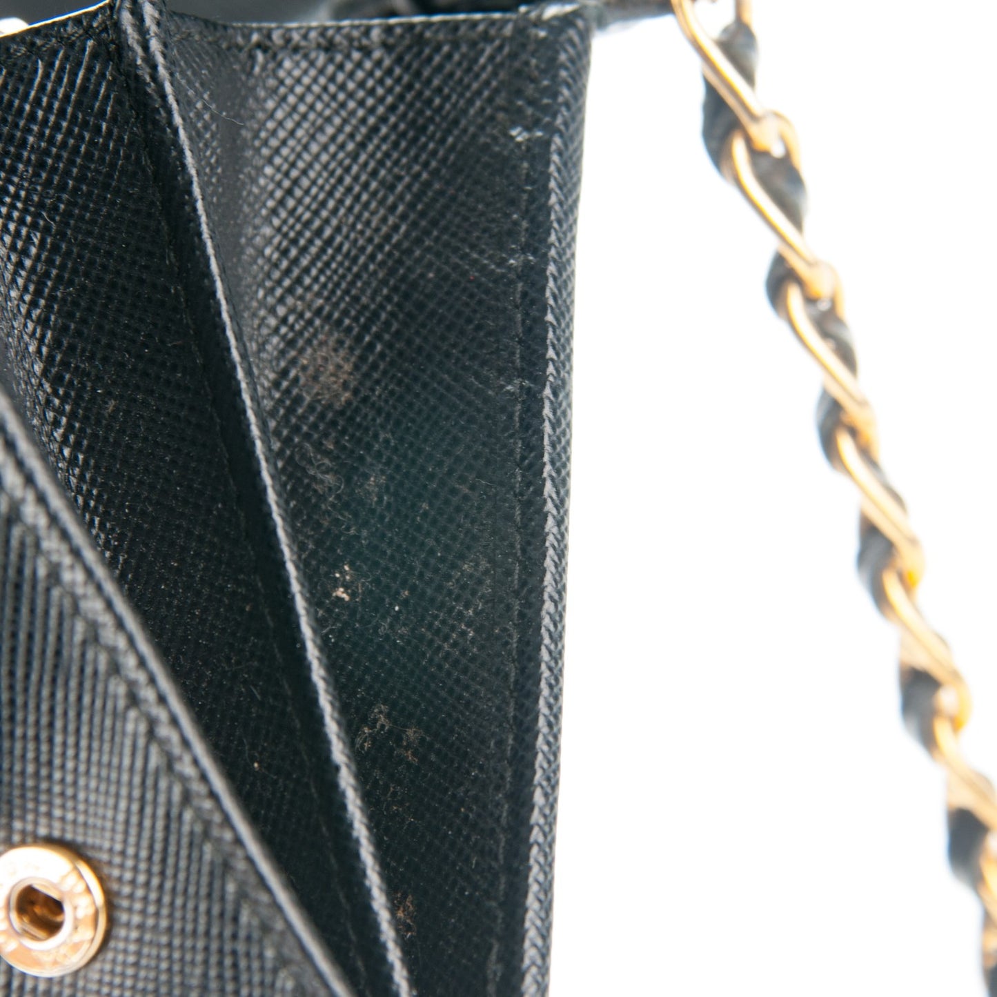 Saffiano Metal Oro Chain Wallet Nero Black