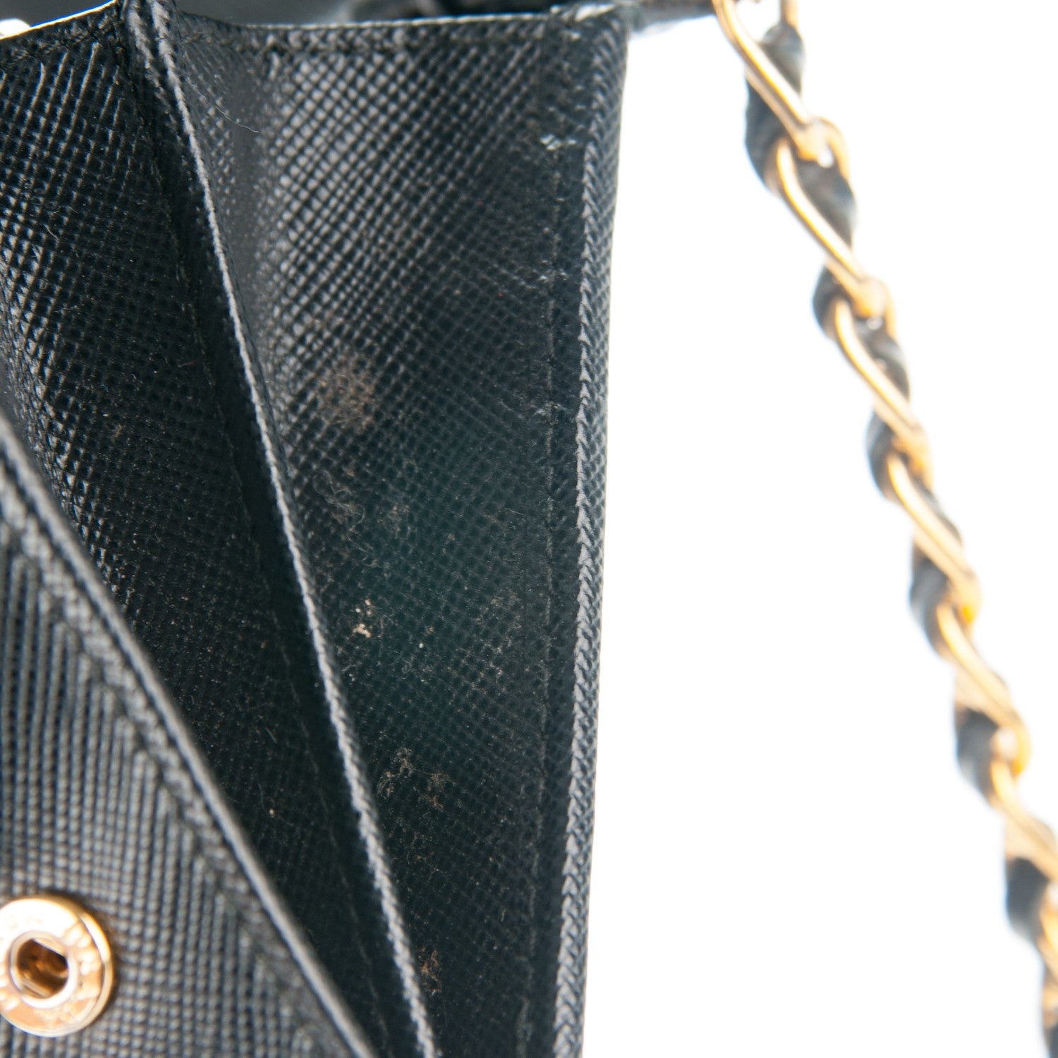 Prada Saffiano Metal Oro Chain Wallet Nero Black 10 of 11