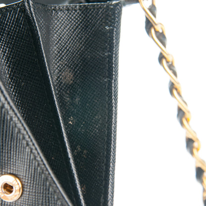 Prada Saffiano Metal Oro Chain Wallet Nero Black 10 of 11