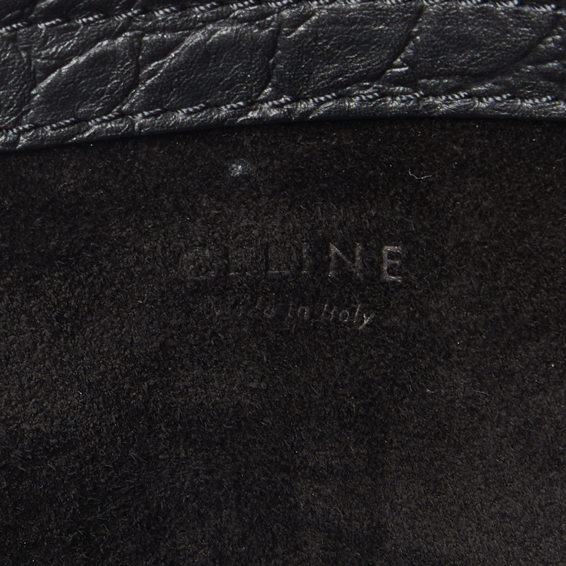 Celine Calfskin Crocodile Embossed Medium Phantom Luggage Black 8 of 9
