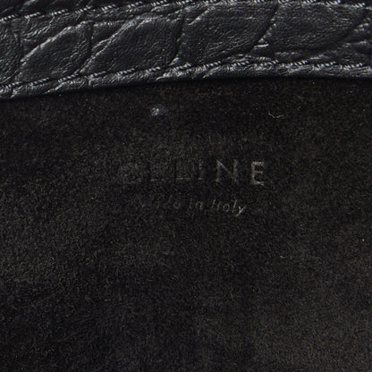 Celine Calfskin Crocodile Embossed Medium Phantom Luggage Black 8 of 9