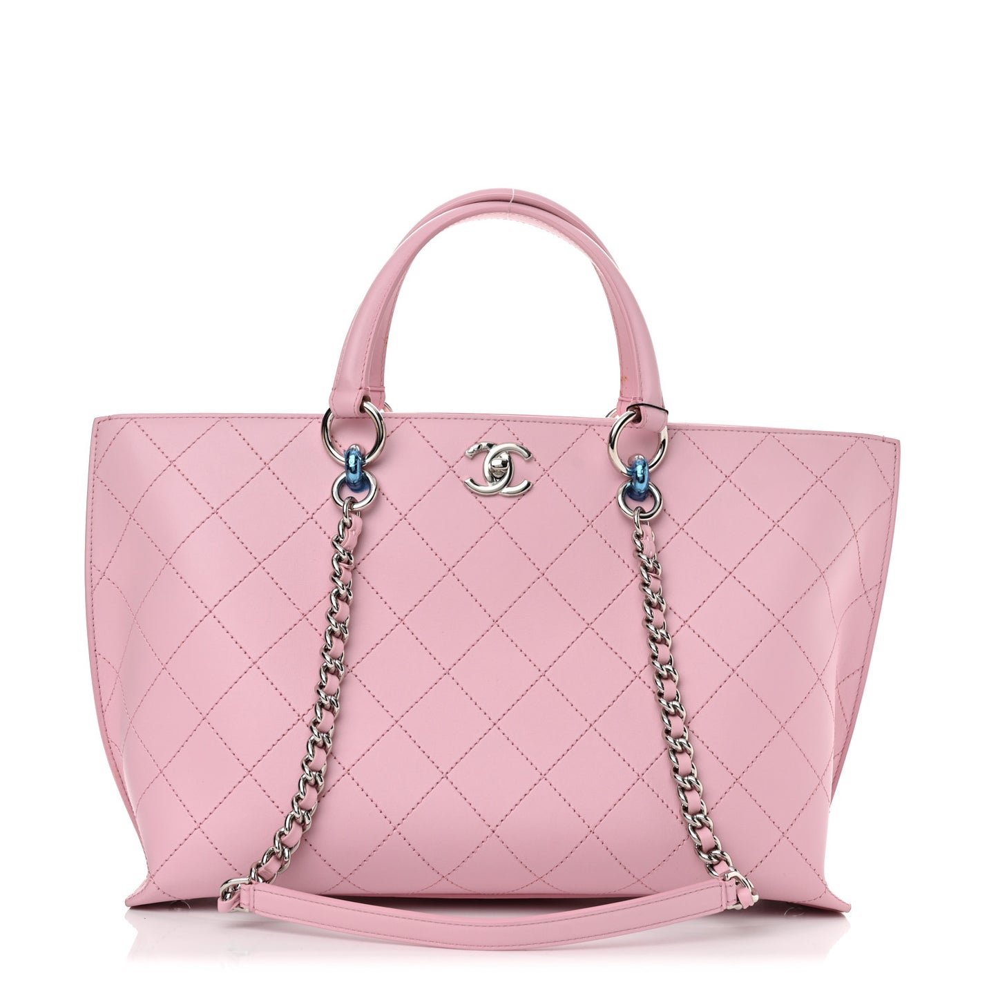 Calfskin Stitch Medium Ring My Bag Shopping Tote Pink