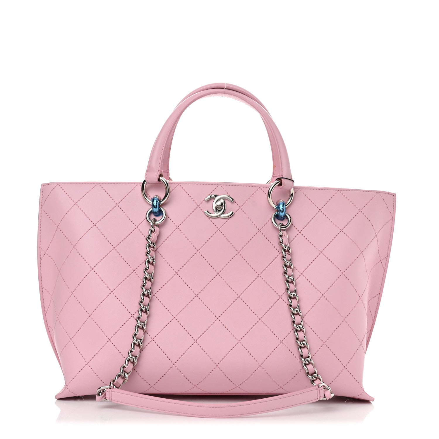 Chanel Calfskin Stitch Medium Ring My Bag Shopping Tote Pink 1 of 11