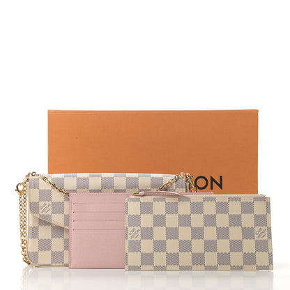 Louis Vuitton Damier Azur Pochette Felicie Chain Wallet Rose Ballerine 15 of 15
