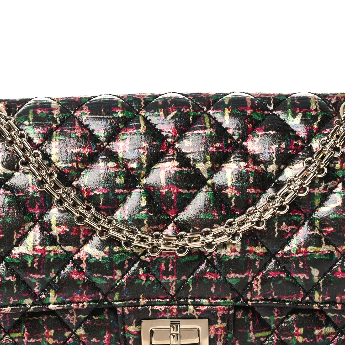 Tweed Printed Lambskin Quilted 2.55 Reissue 225 Flap Multicolor