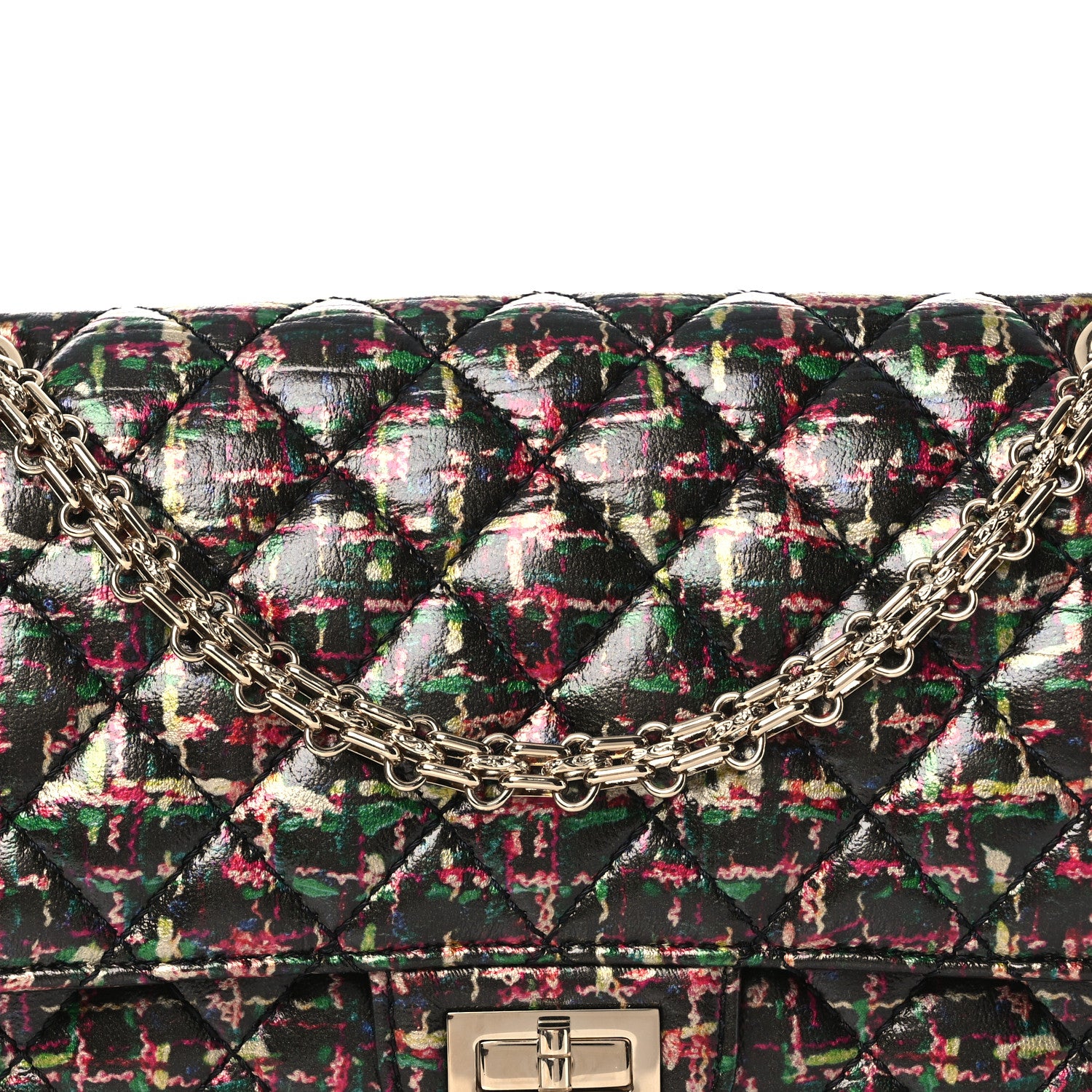 Chanel Tweed Printed Lambskin Quilted 2.55 Reissue 225 Flap Multicolor 8 of 13