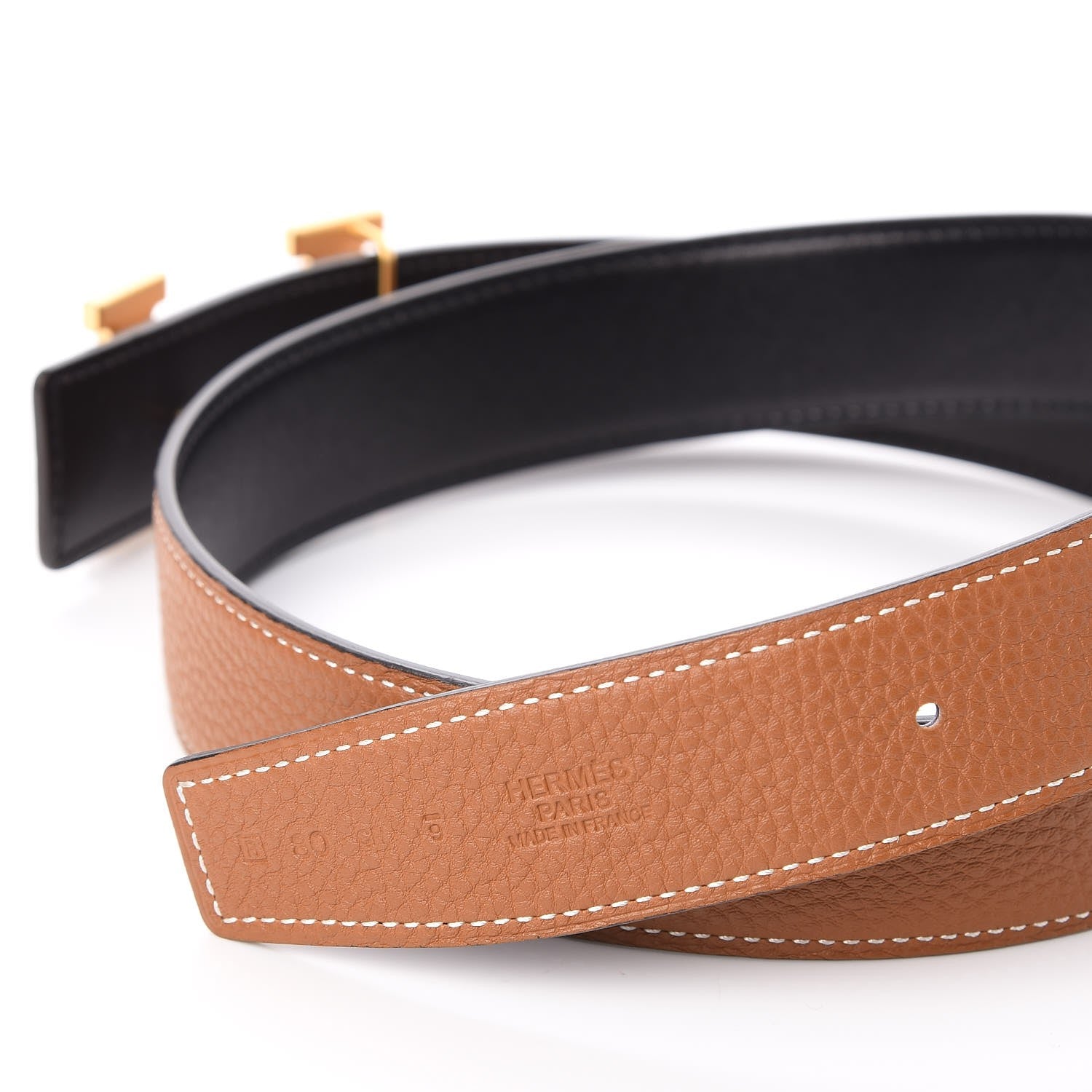 Hermes Box Taurillon Clemence 32mm H Belt 80 Black Gold 6 of 7