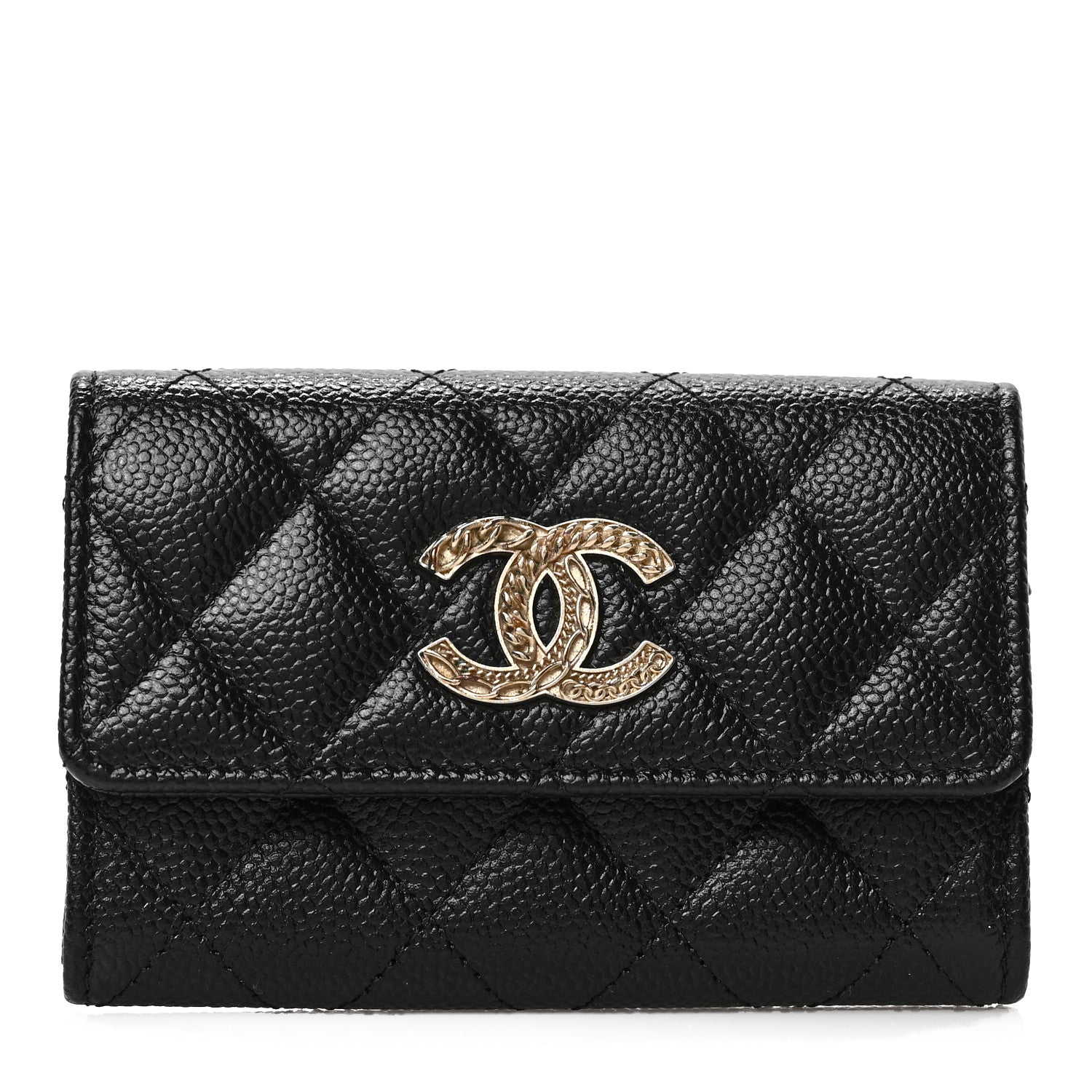 Chanel Caviar Quilted Chain CC Flap Card Holder Black 1 of 8