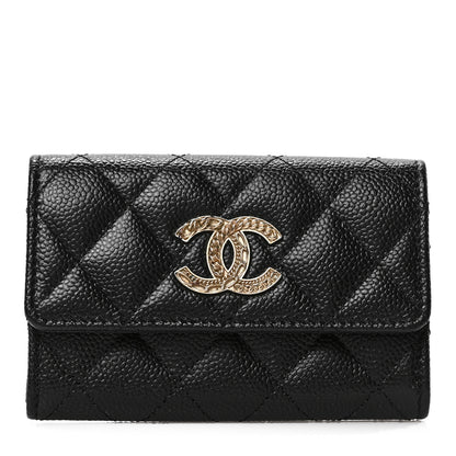 Chanel Caviar Quilted Chain CC Flap Card Holder Black 1 of 8
