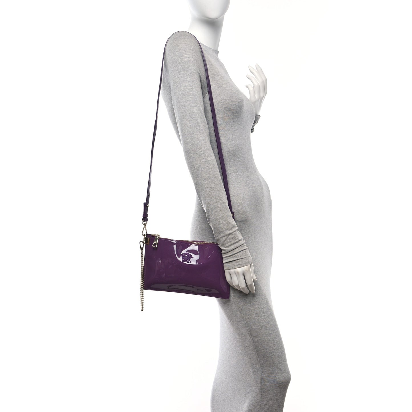 Patent Medusa Clutch Pouch With Strap Purple