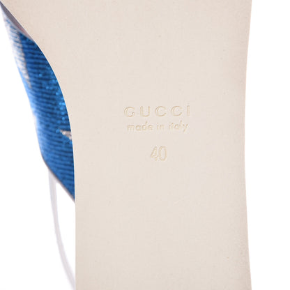 Gucci Nappa Silk Lurex Starry Sky Crossover Platform Sandals 40 Bluette Silver 6 of 9