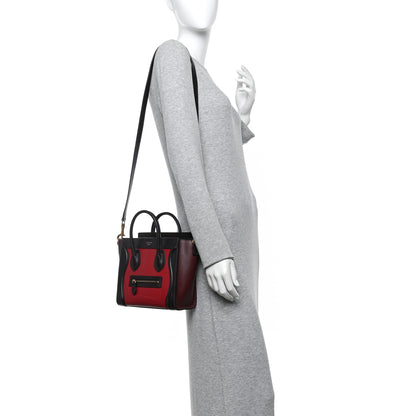 Celine Calfskin Bullhide Nano Tri-Color Luggage Bright Red 2 of 13