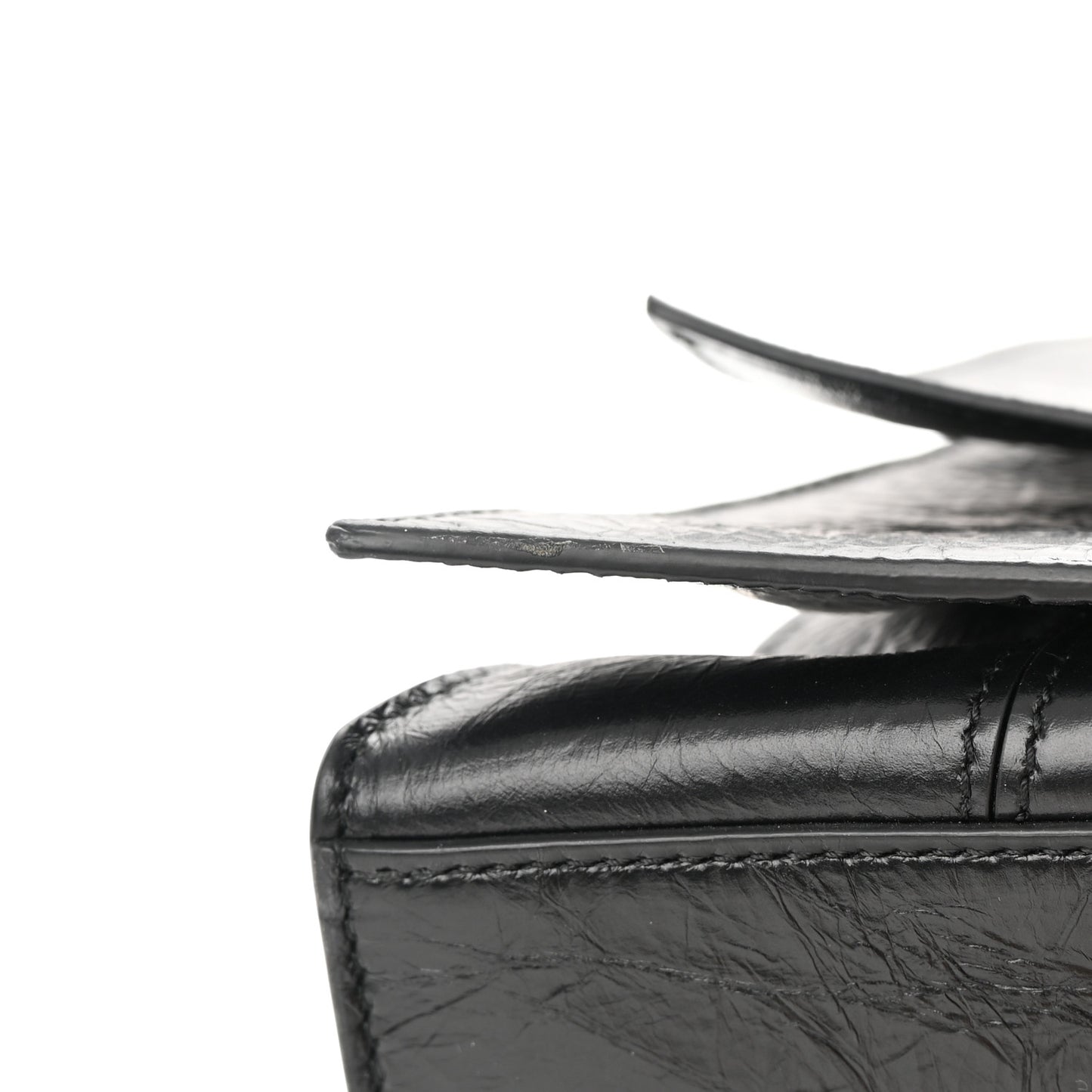 Crushed Calfskin Medium Crush Chain Bag Black