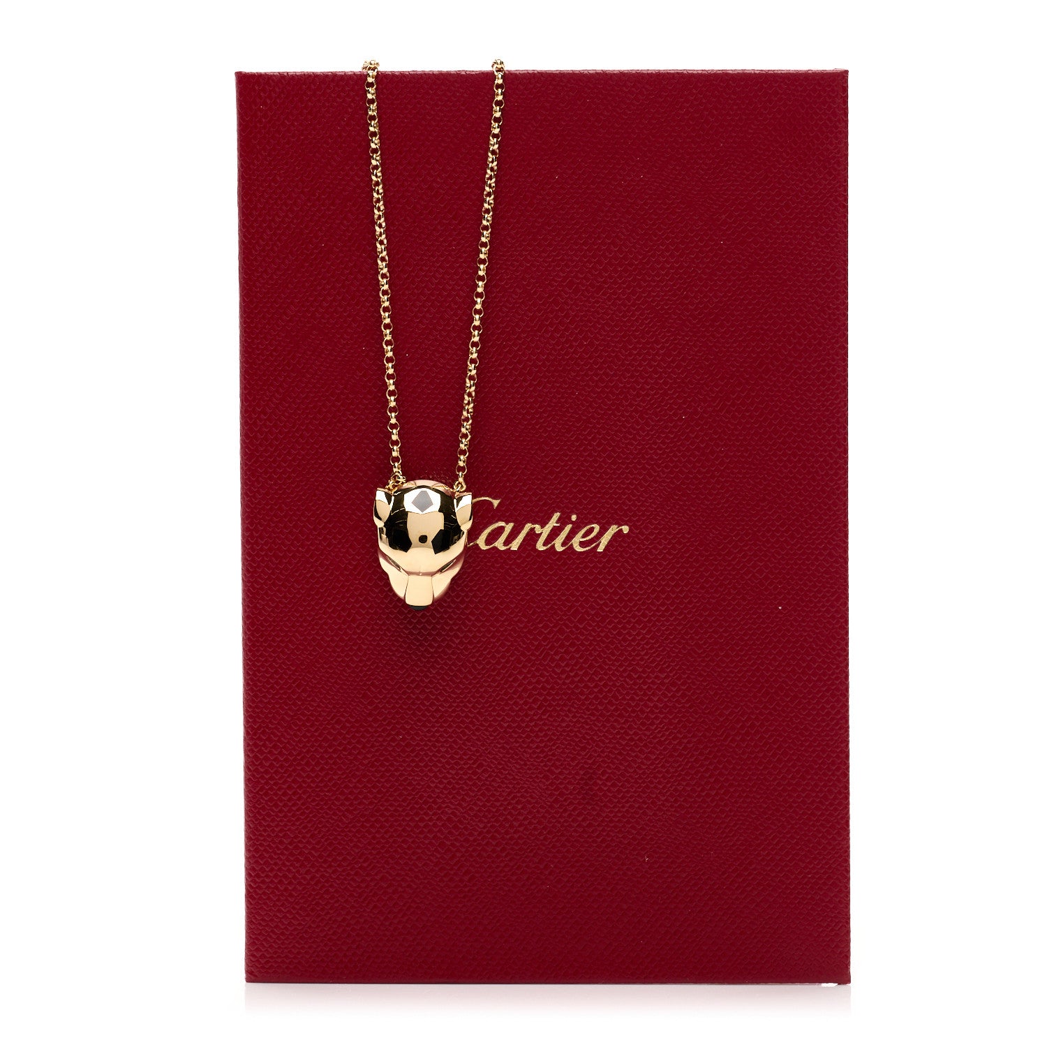 Cartier 18K Yellow Gold Tsavorite Onyx Panthere De Cartier Pendant Necklace 5 of 5