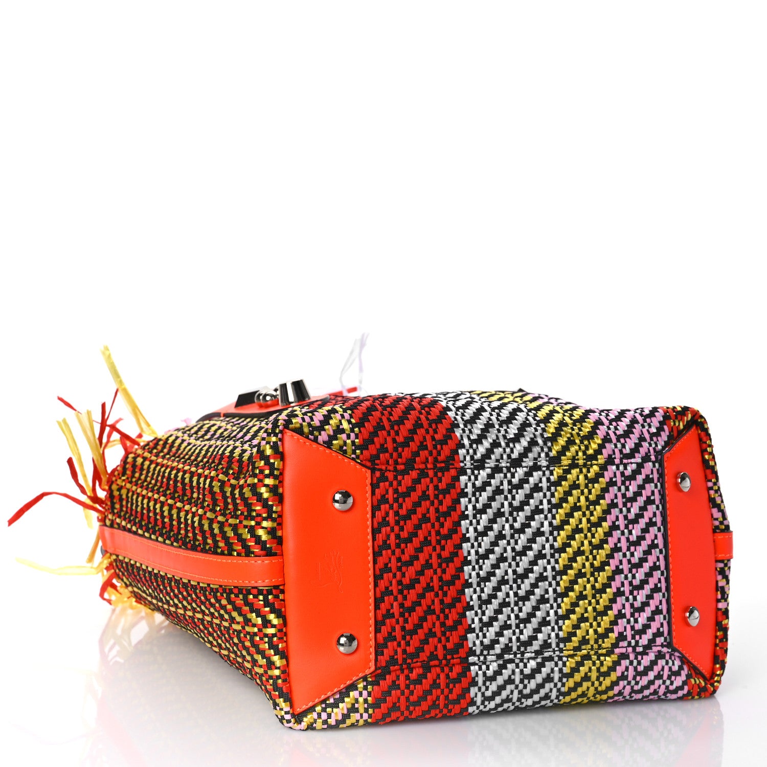 Christian Louboutin Raffia Small Frangibus Tote Orange Multicolor 4 of 8