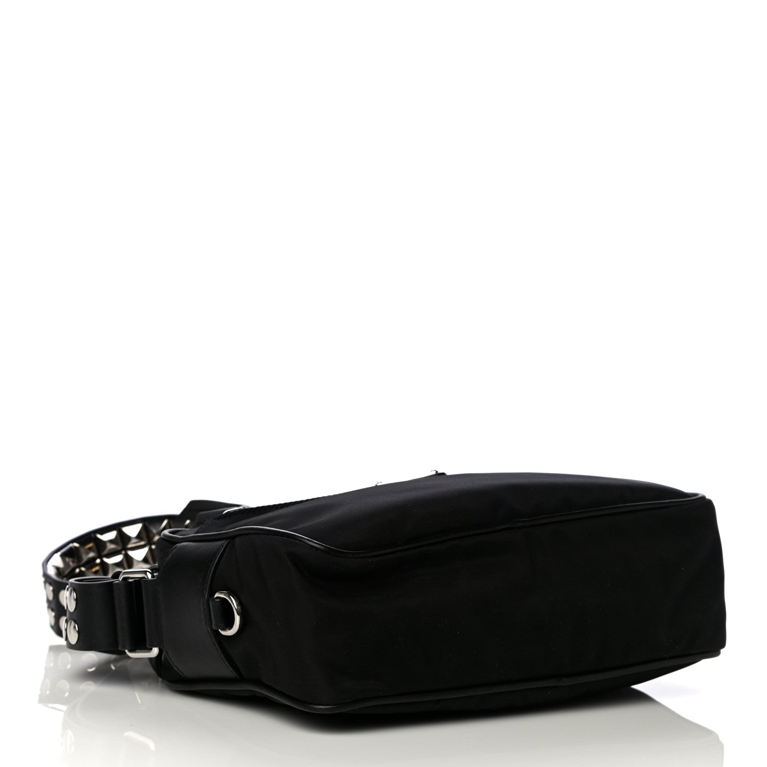 Prada Tessuto Nylon Studded New Vela Shoulder Bag Black 3 of 9