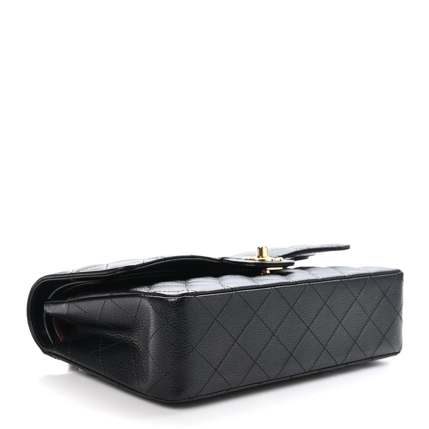 Caviar Quilted Medium Double Flap Black