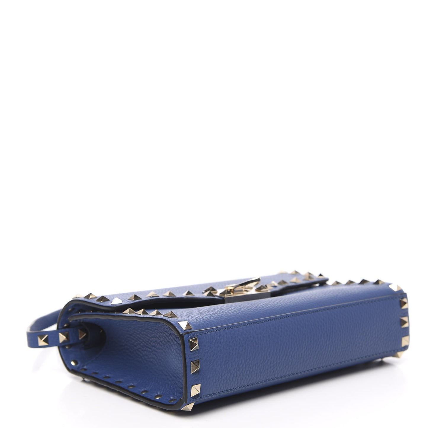 Pebbled Calfskin Medium Rockstud Flip Lock Crossbody Bag Baltique