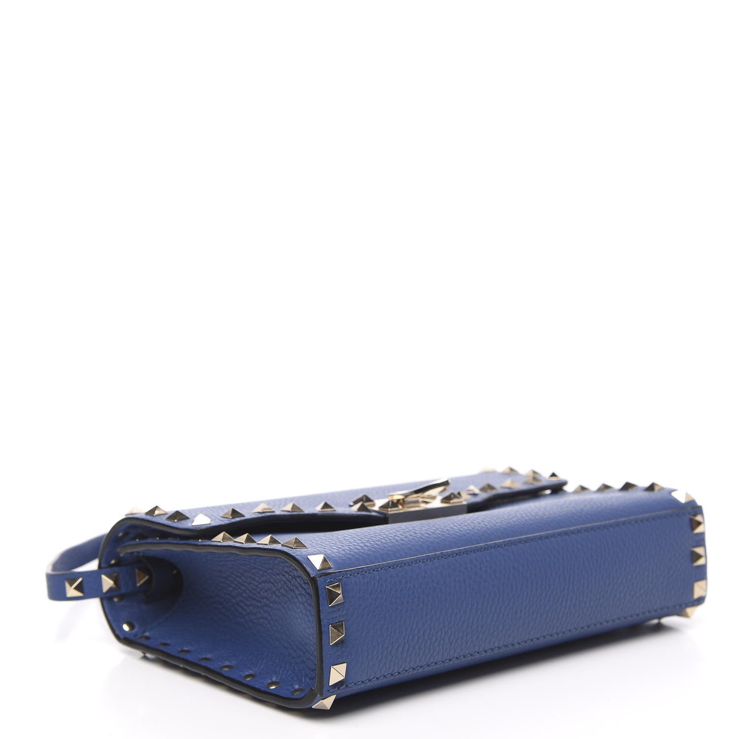 Valentino Garavani Pebbled Calfskin Medium Rockstud Flip Lock Crossbody Bag Baltique 4 of 9
