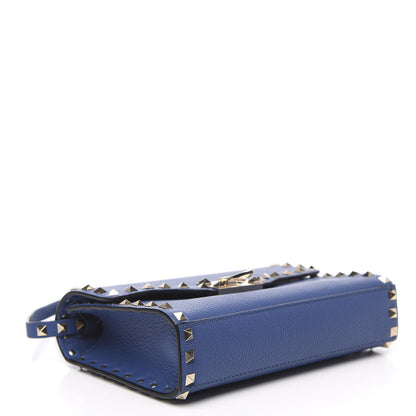 Valentino Garavani Pebbled Calfskin Medium Rockstud Flip Lock Crossbody Bag Baltique 4 of 9
