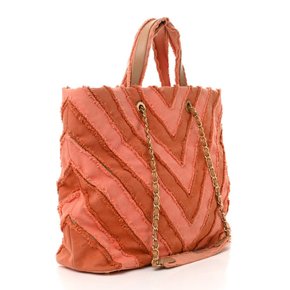 Chanel Canvas Chevron Cuba Patchwork Shopper Tote Orange 3 of 12