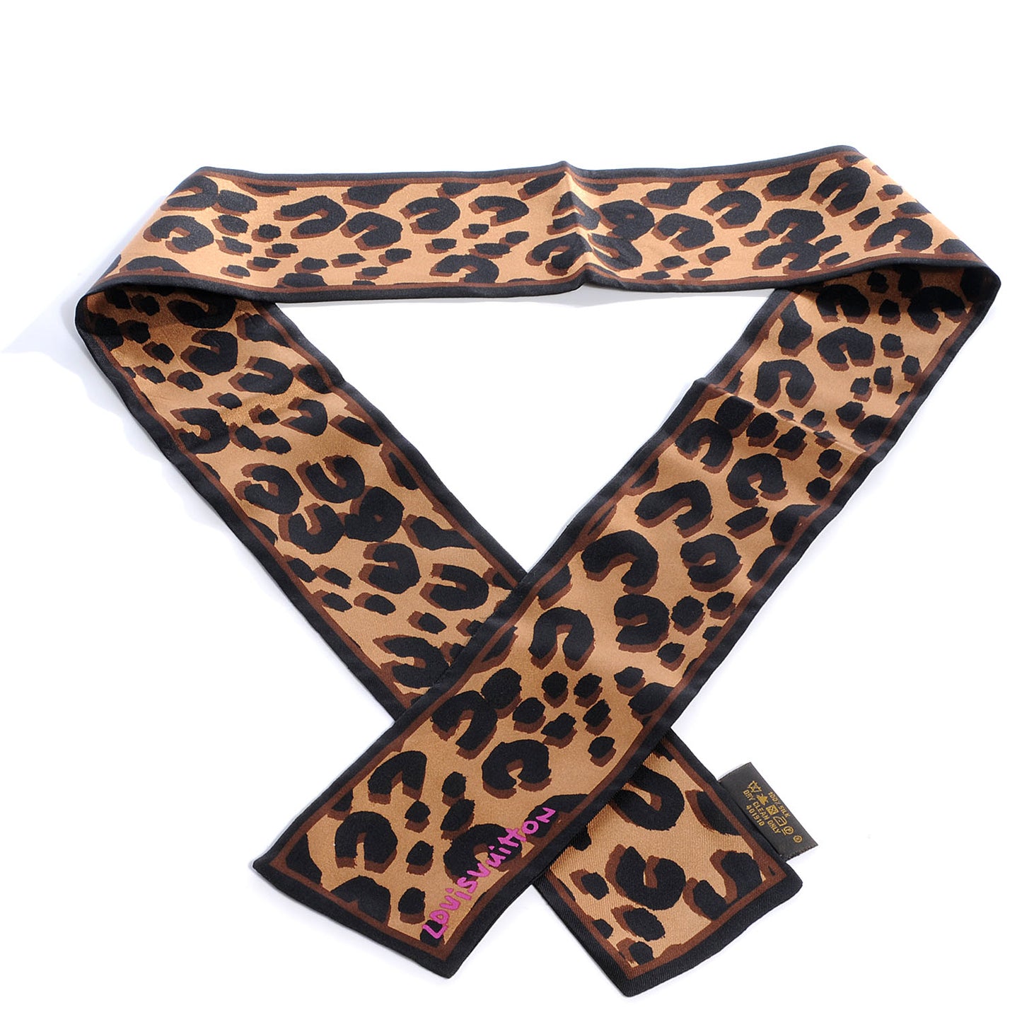 Silk Leopard Bandeau Scarf Marron