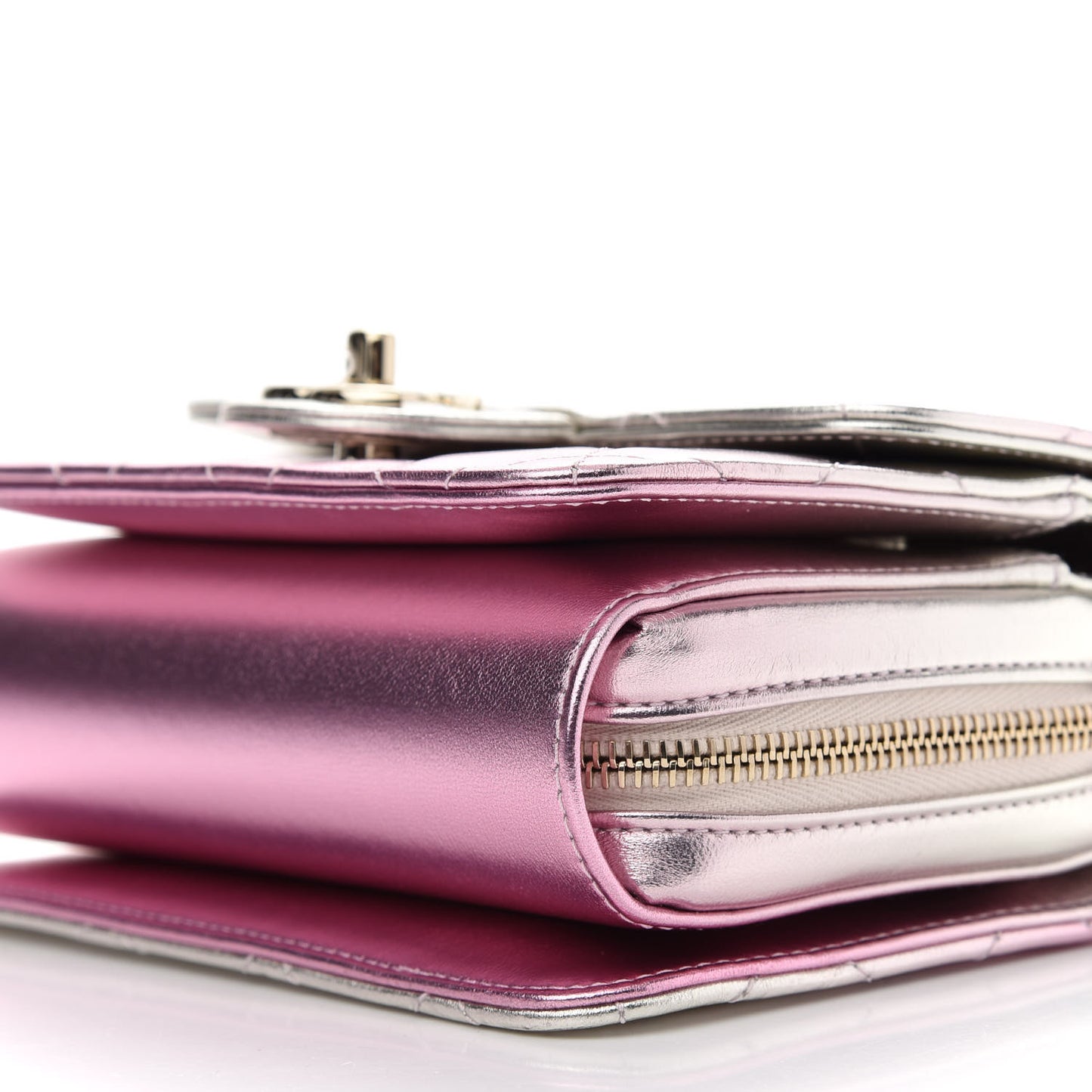 Metallic Lambskin Like A Wallet Flap Golden Pink