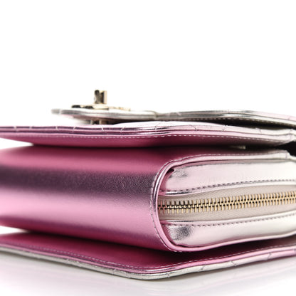 Chanel Metallic Lambskin Like A Wallet Flap Golden Pink 9 of 9