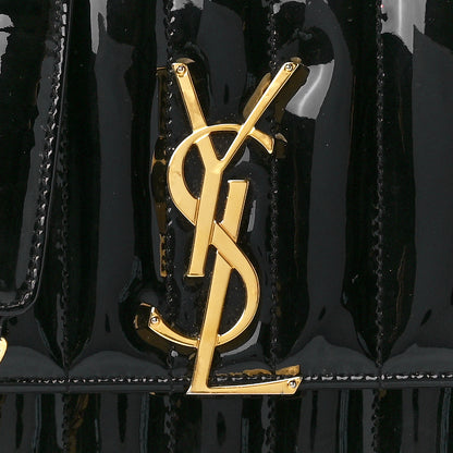 Saint Laurent Patent Calfskin Matelasse Monogram Small Vicky Chain Bag Black 9 of 12