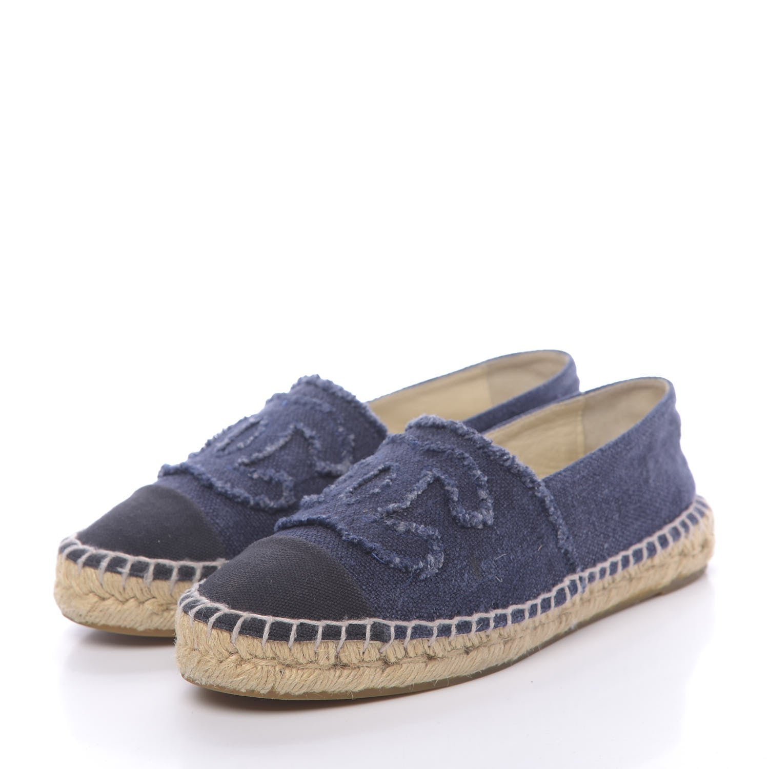 Chanel Denim Toile CC Espadrilles 36 Navy Black 3 of 14
