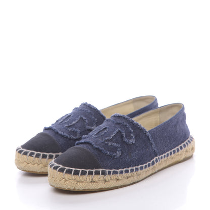 Chanel Denim Toile CC Espadrilles 36 Navy Black 3 of 14