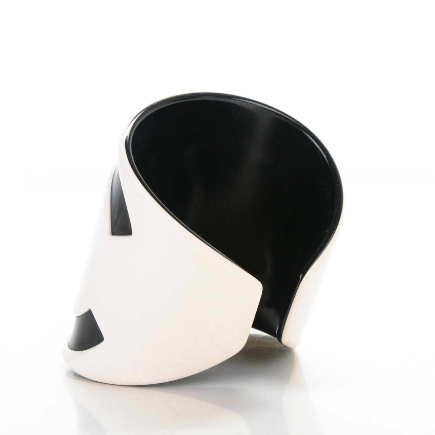 Chanel Resin CC Wide Cuff White Black 3 of 4