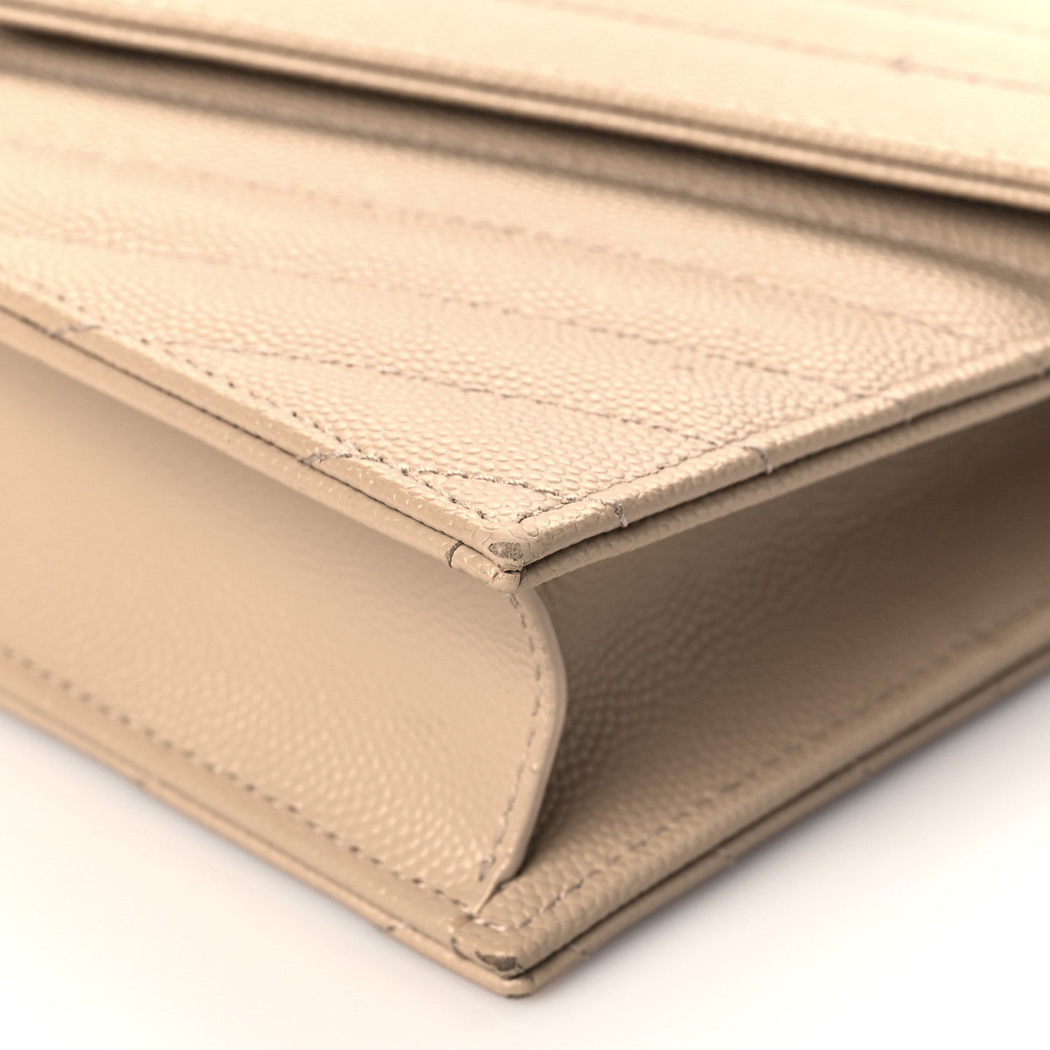 Saint Laurent Grain De Poudre Matelasse Chevron Monogram Envelope Chain Wallet Taupe 9 of 10