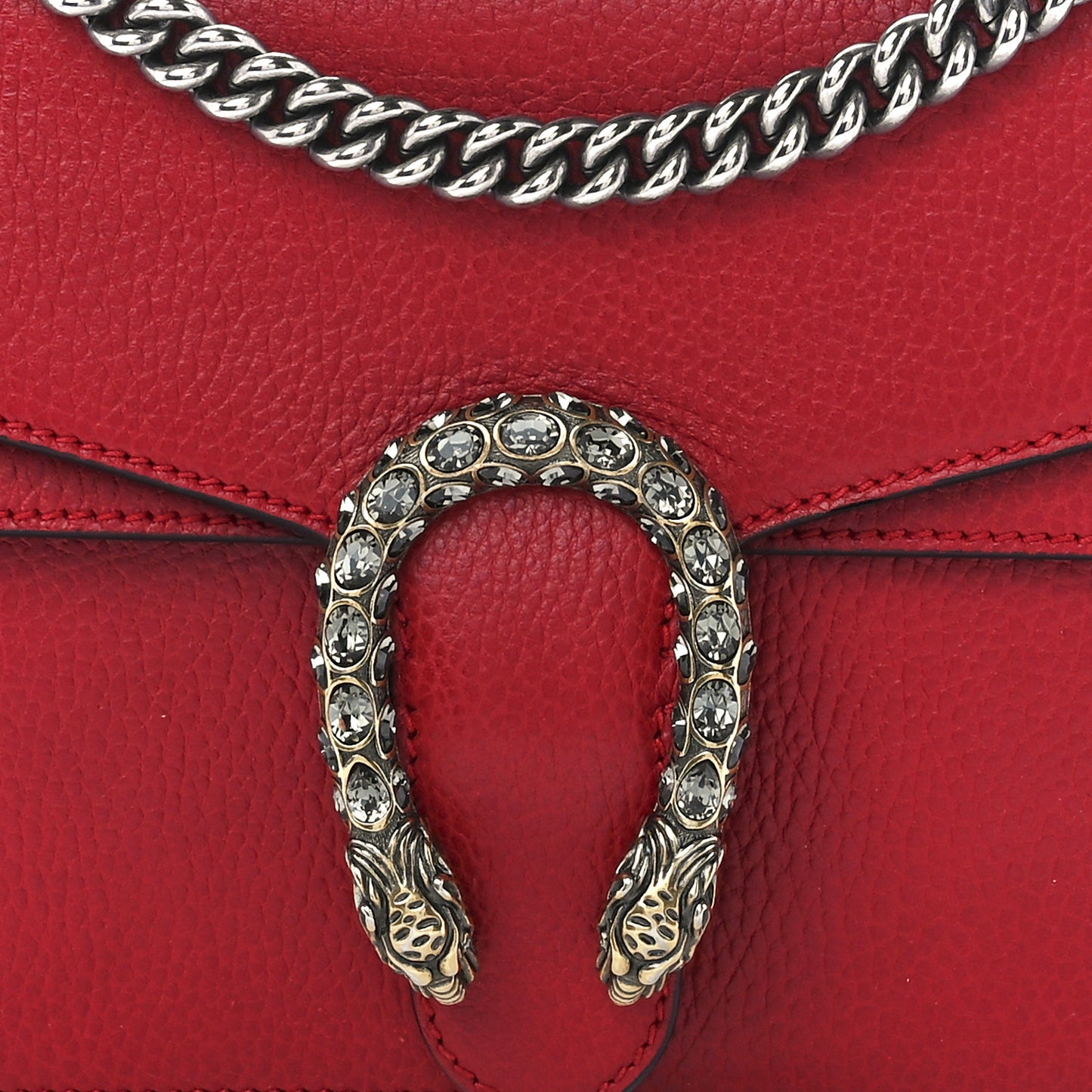 Dollar Calfskin Swarovski Crystal Small Dionysus Shoulder Bag Hibiscus Red