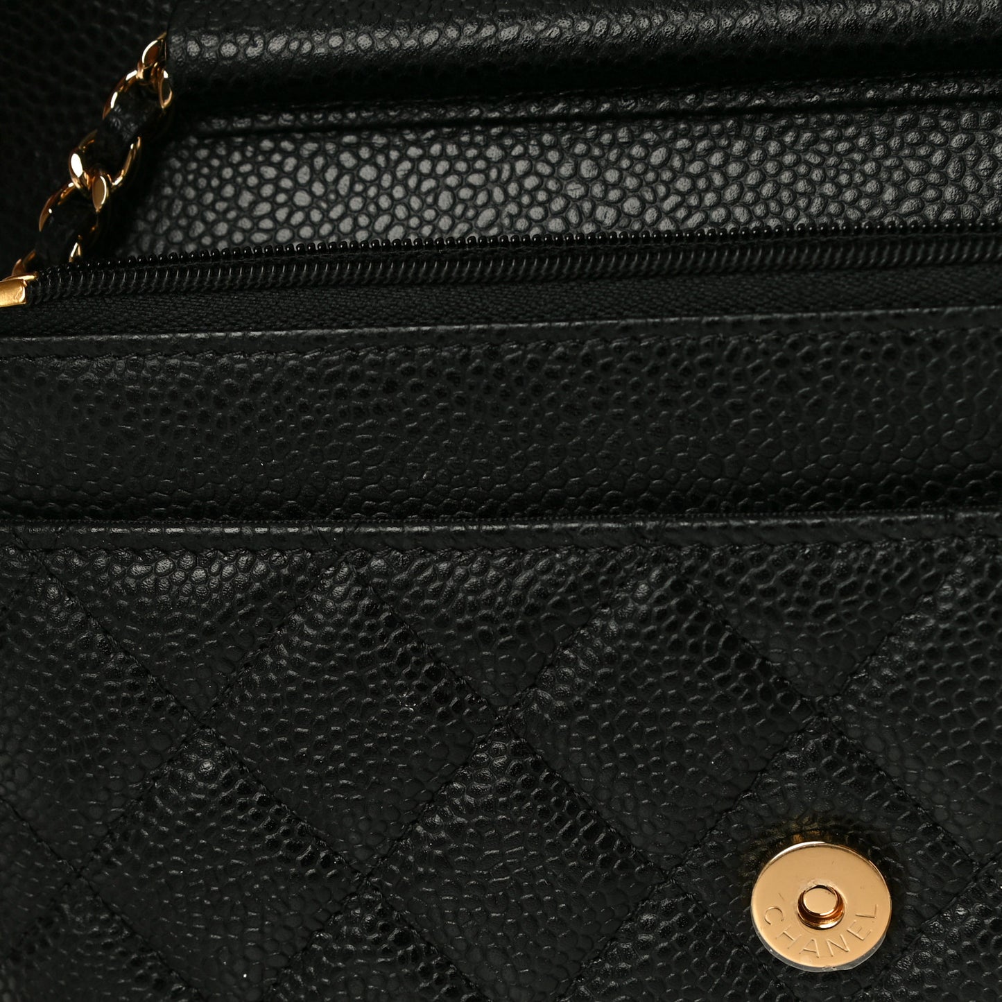 Caviar Quilted Wallet On Chain WOC Black