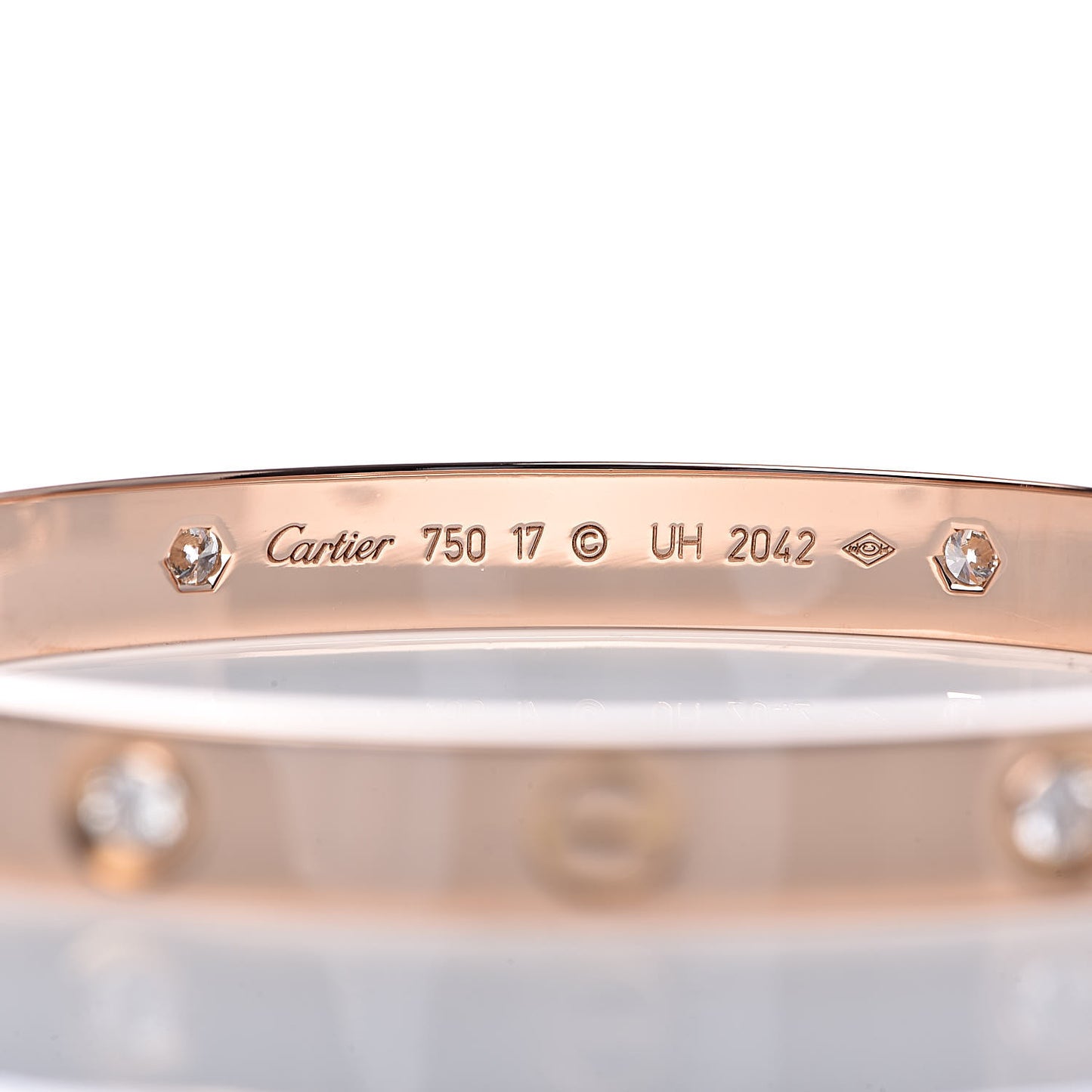 18K Pink Gold 4 Diamond LOVE Bracelet 17