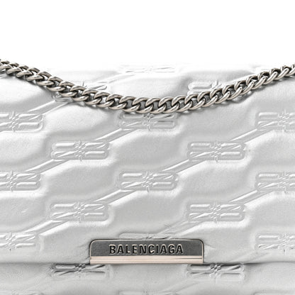 Balenciaga Nappa Allover License BB Monogram Embossed Medium Triplet Bag Silver 9 of 16