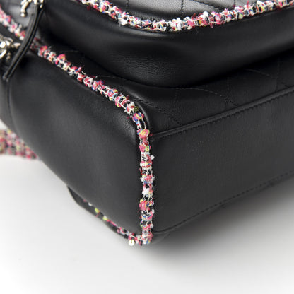 Chanel Lambskin Tweed Quilted Elegant Trim Backpack Black 8 of 10