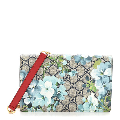 Gucci GG Supreme Monogram Blooms Chain Wallet Blue 1 of 12