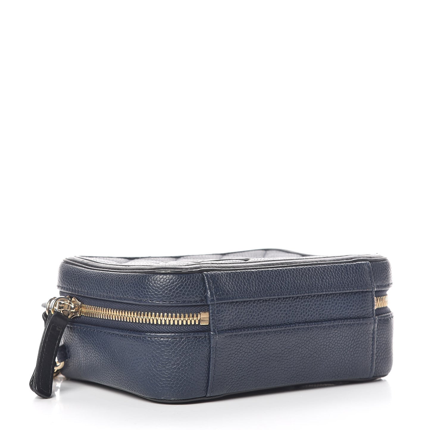 Caviar Quilted Small CC Filigree Vanity Case Navy Black
