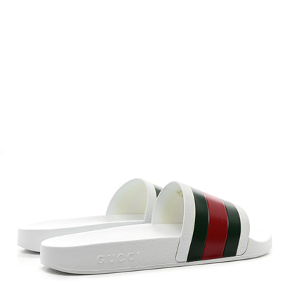 Gucci Rubber Web Mens Pool Slide Sandals 8 Great White 4 of 9