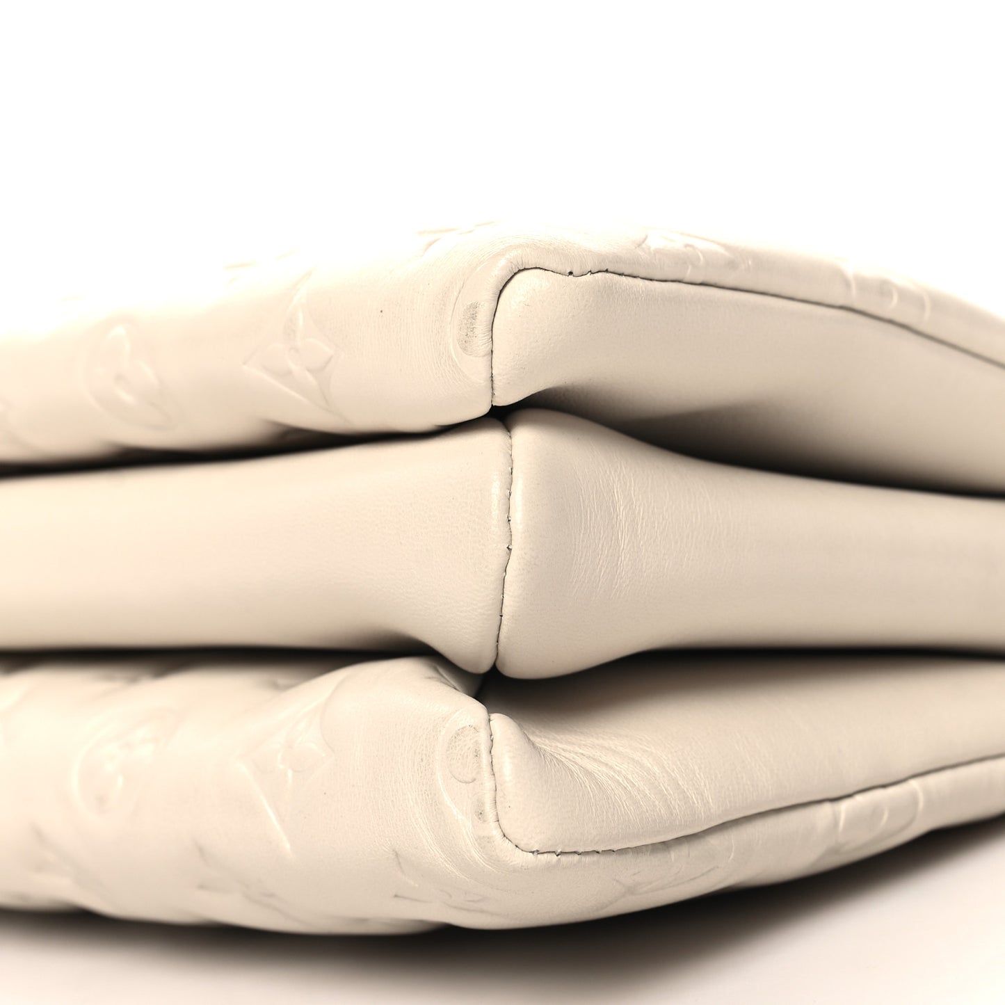 Lambskin Embossed Monogram Coussin PM Cream