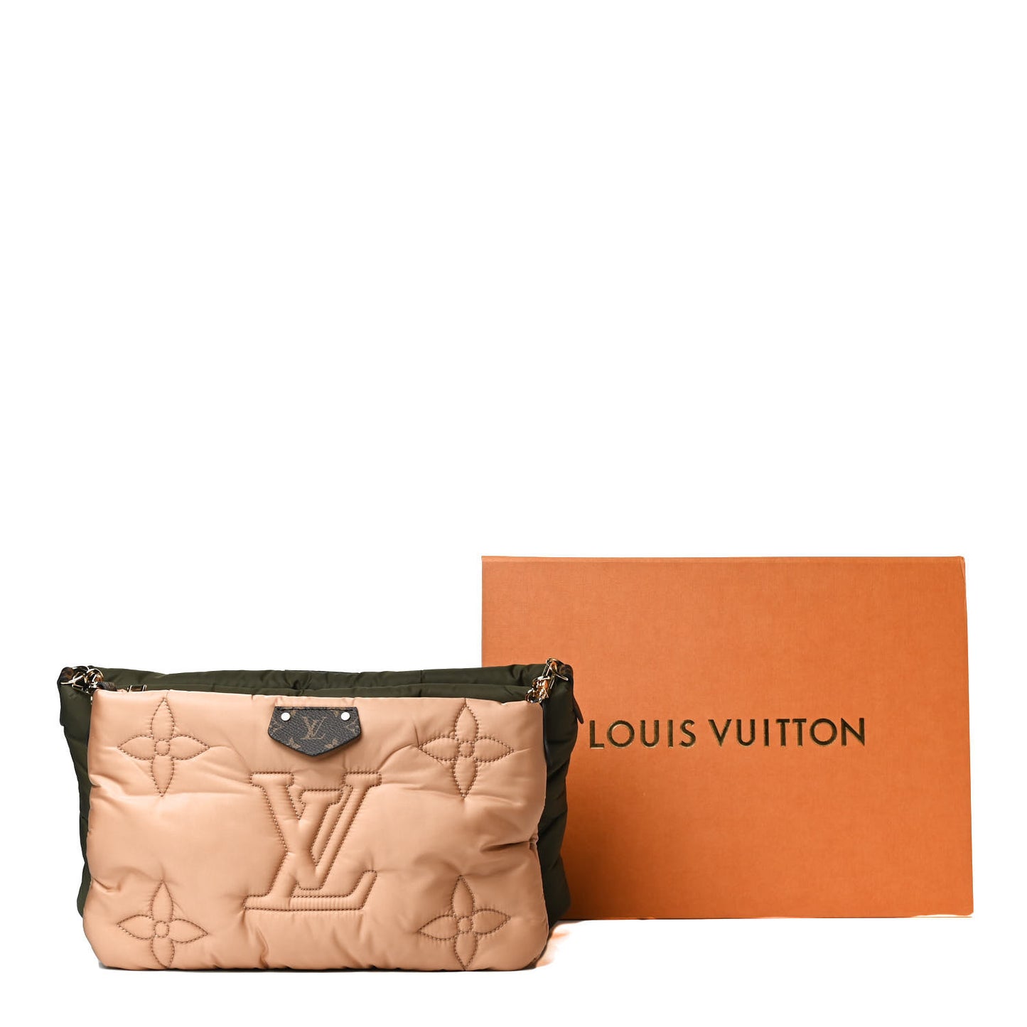Econyl Monogram Pillow Maxi Multi Pochette Accessories Kaki Beige