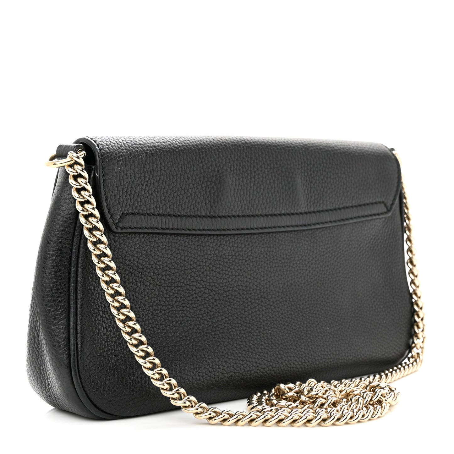 Pebbled Calfskin Medium Soho Flap Crossbody Black