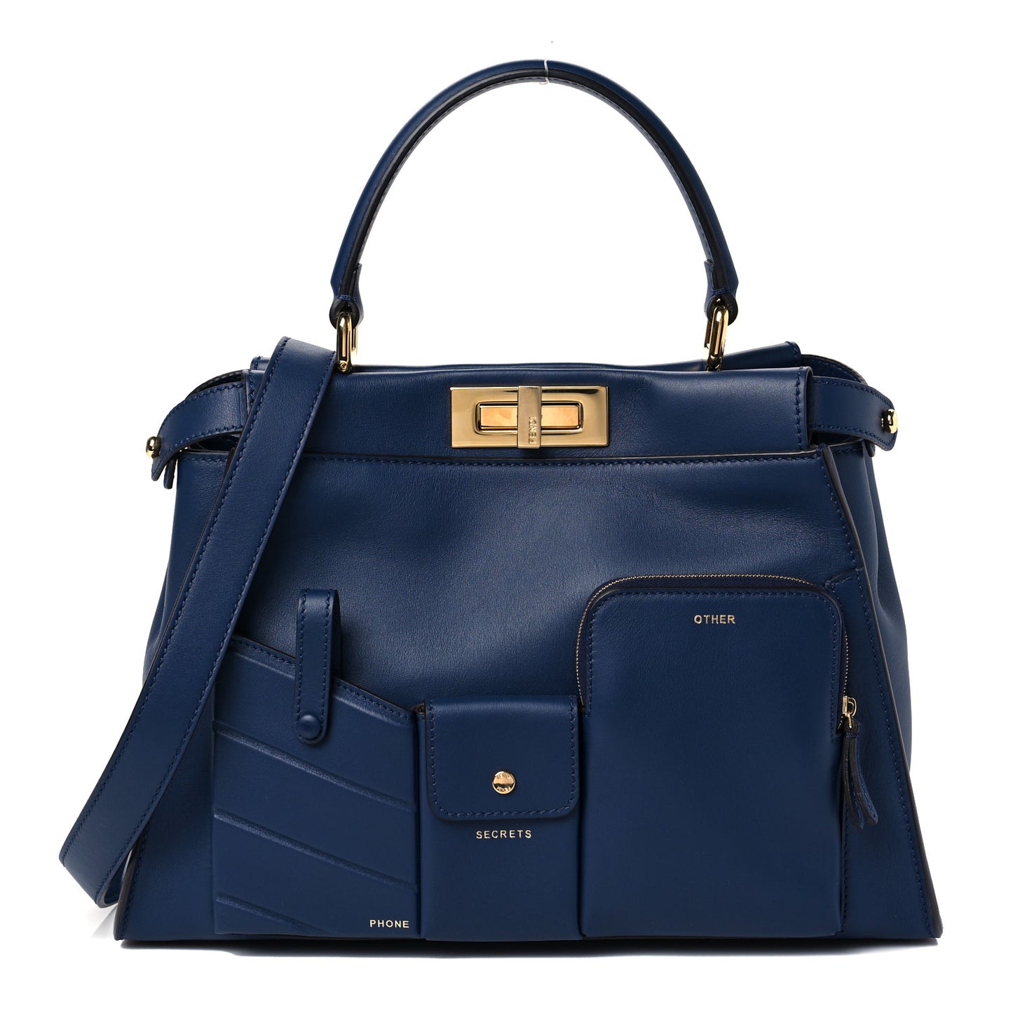 Vitello Seta Shiny Nappa Medium 3 Pocket Peekaboo Iconic Satchel Blueberry
