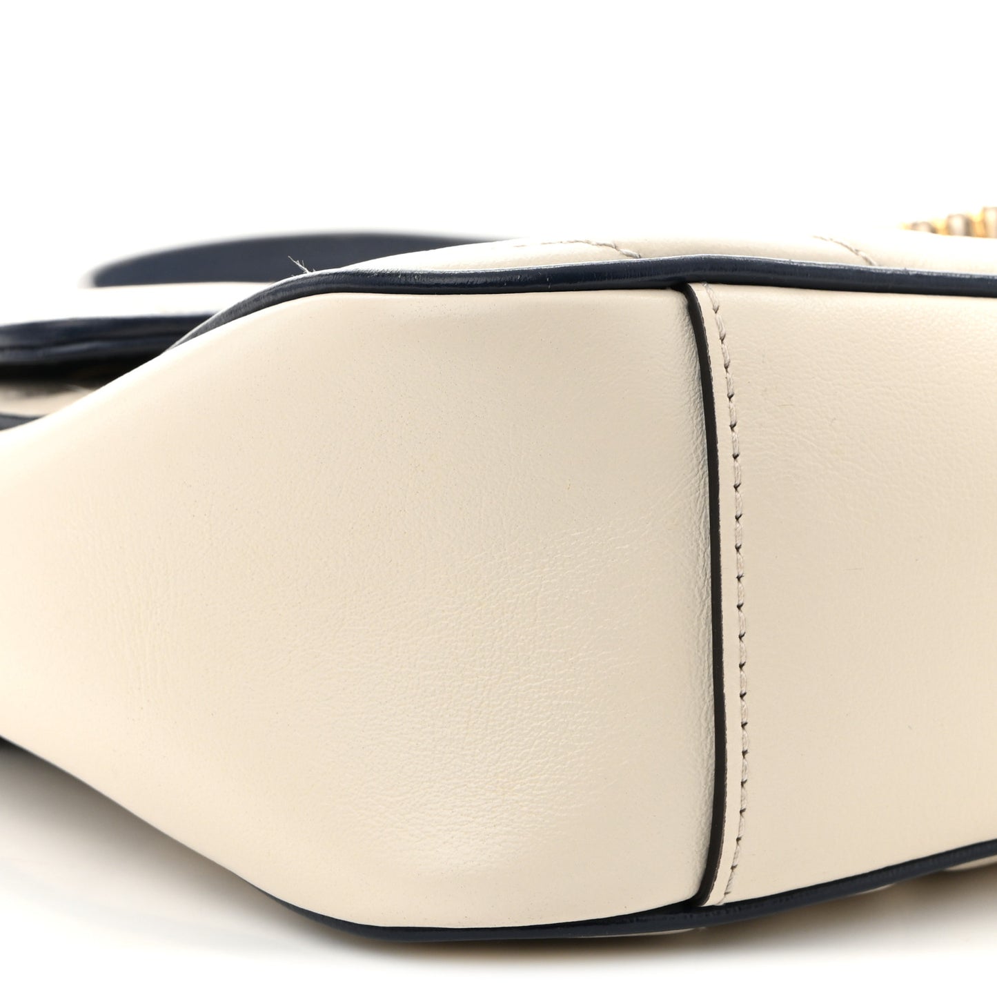 Vintage Effect Calfskin Matelasse Diagonal Small Torchon GG Marmont Shoulder Bag Mystic White Blue Agata