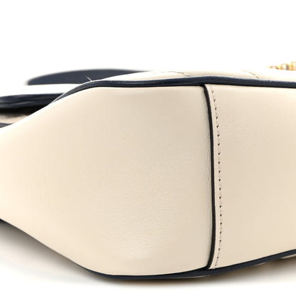 Gucci Vintage Effect Calfskin Matelasse Diagonal Small Torchon GG Marmont Shoulder Bag Mystic White Blue Agata 9 of 14