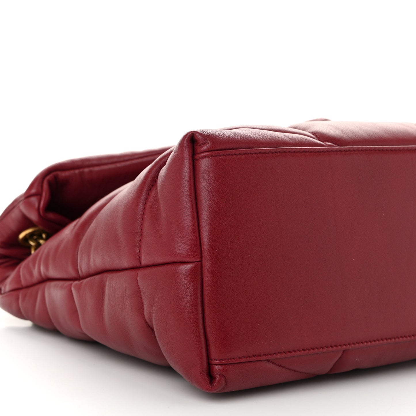 Lambskin Quilted Medium Loulou Puffer Monogram Chain Satchel Opyum Red