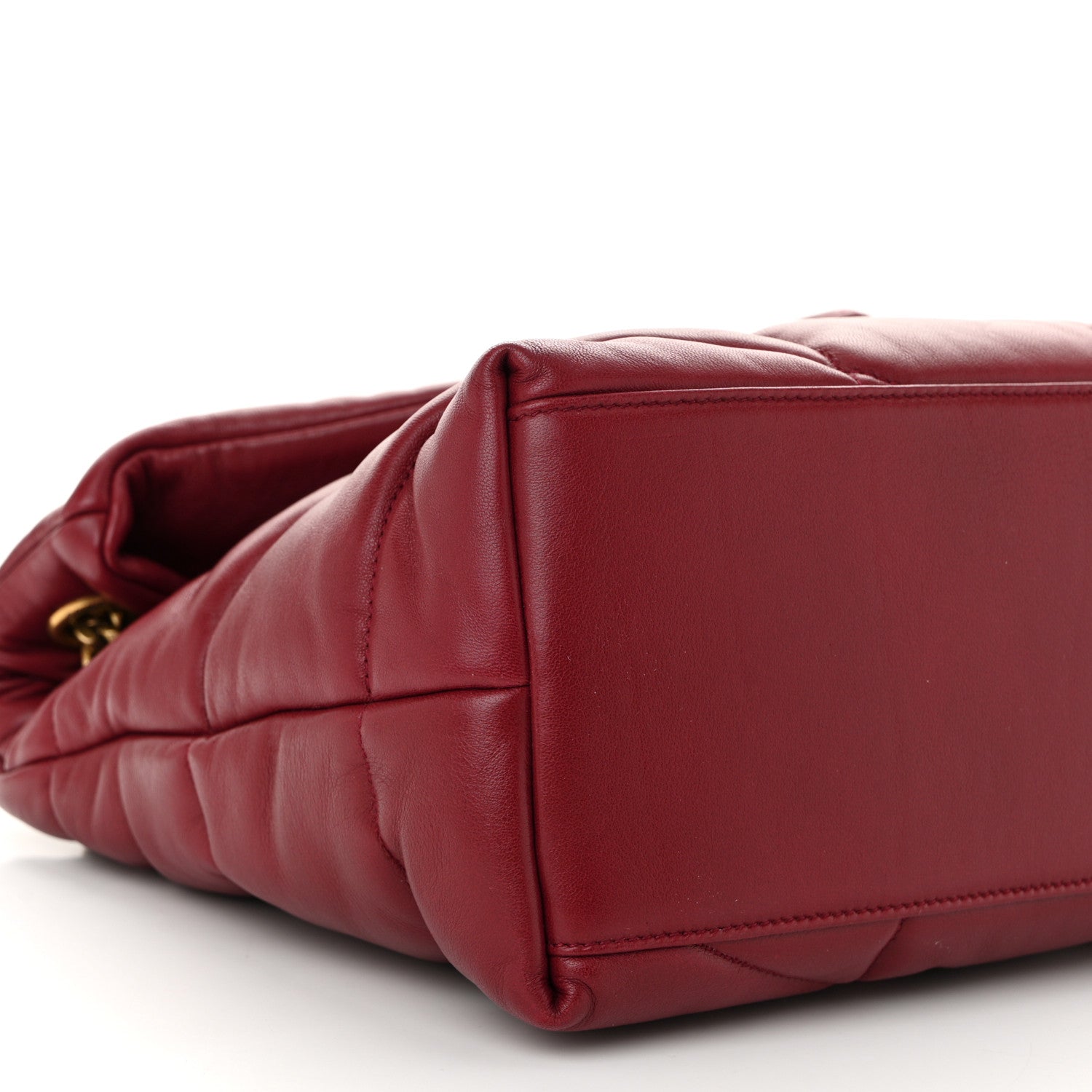 Saint Laurent Lambskin Quilted Medium Loulou Puffer Monogram Chain Satchel Opyum Red 9 of 11