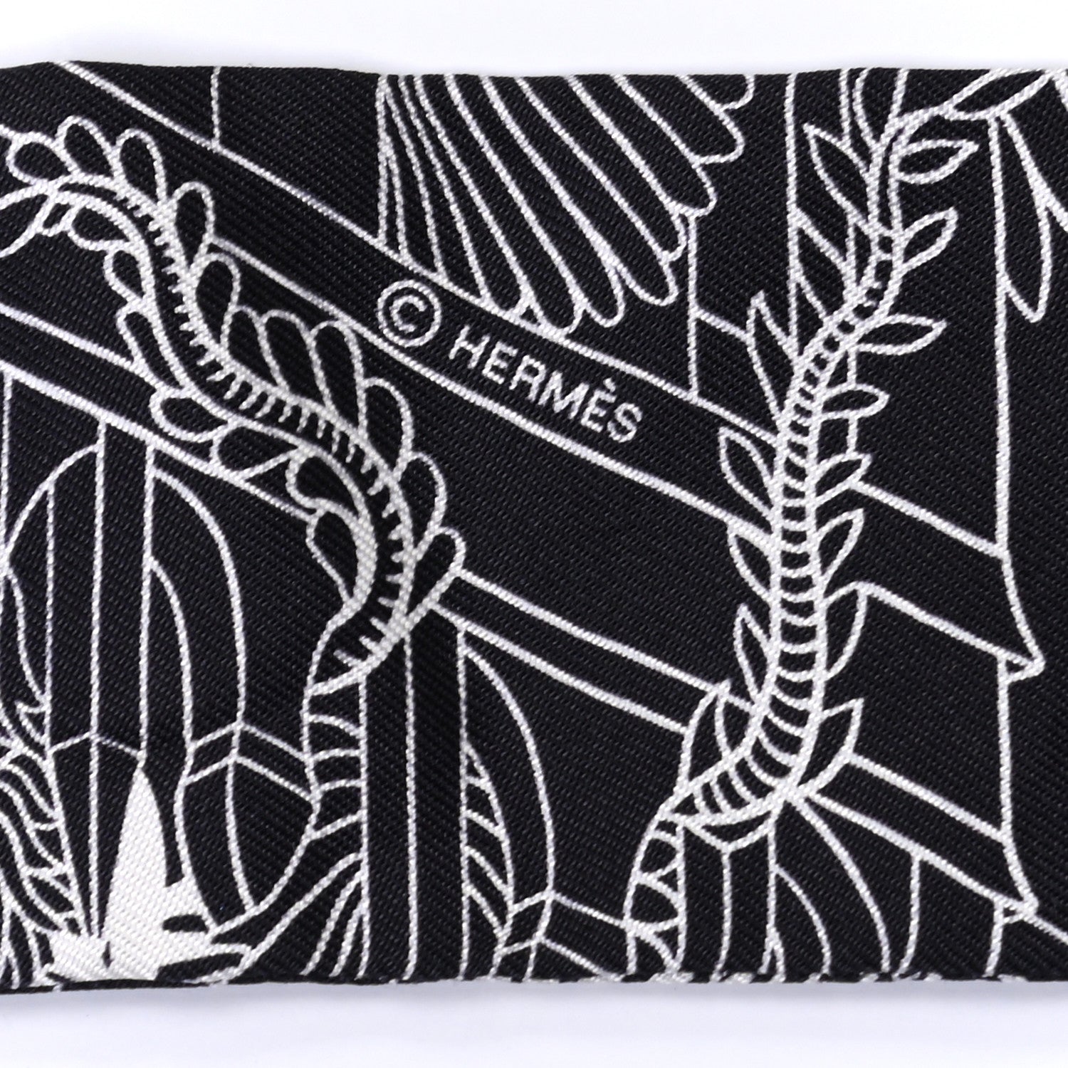 Hermes Silk Animapolis Twilly Black White 3 of 4